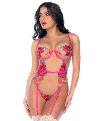 Body en Tulle Brodé Fleuri 